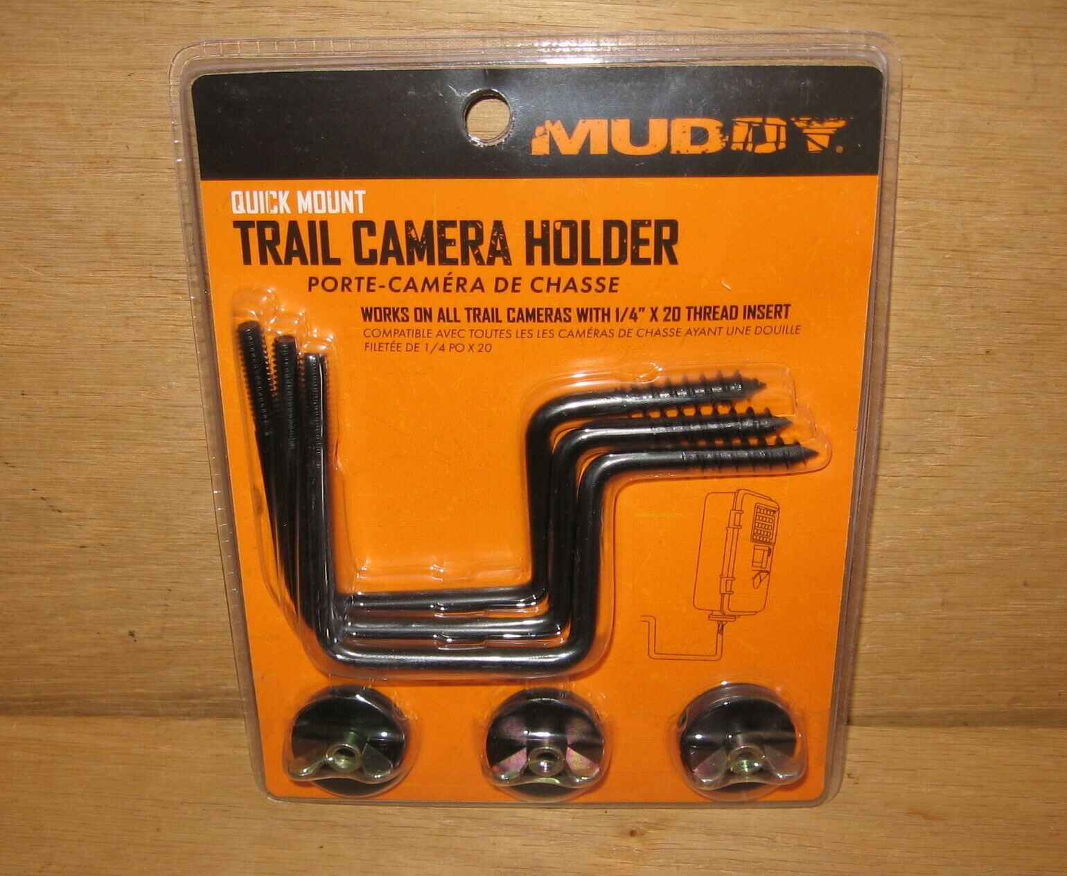 MUDDY Screw in Quick Mount Trail Camera Holder with 1/4"x20 Thread Insert 3 Pack