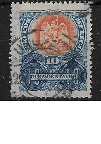 1903 - Mexico Coat of Arms 10c Blue & Orange Used SG#280 - Picture 1 of 1