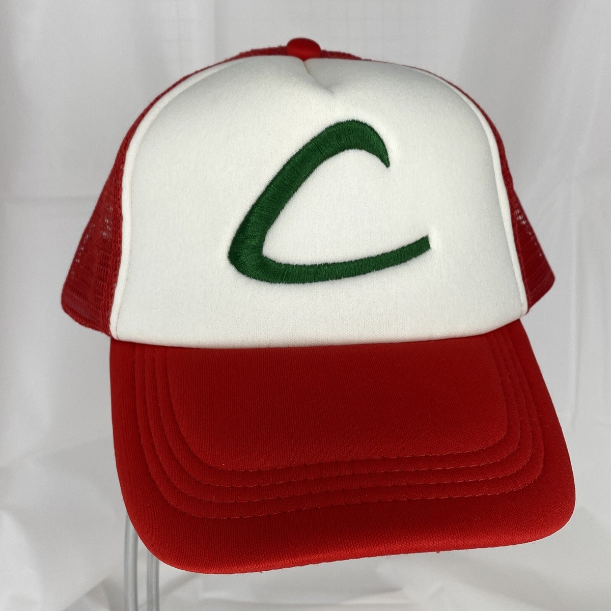 Pokemon Ash Ketchum Embroidered Rear Mesh Snapback Hat Adult One Size Red  White