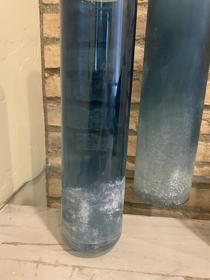 Pottery Barn Formentera Glass Vase 4 Piece Set Blue And White Home Decor - Image 2 of 4