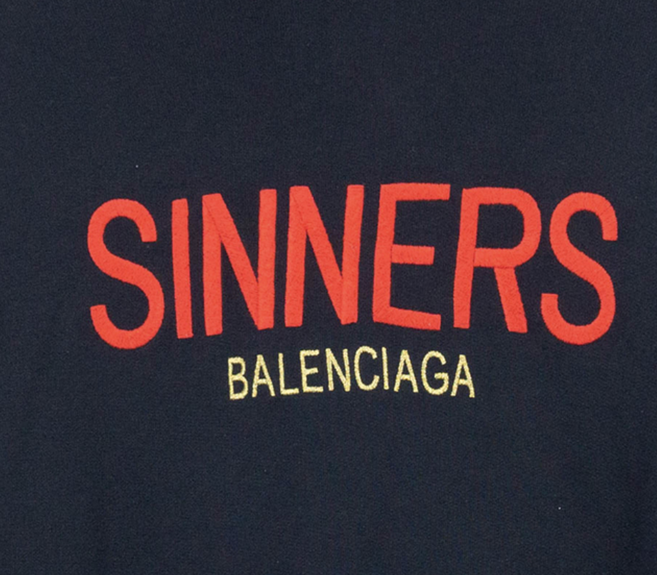 Balenciaga Sinners embroidered hooded cotton sweatshirt Balenciaga Sinners embroidered hooded cotton sweatshirt