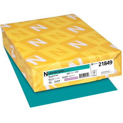 Astrobrights Color Paper, 8.5 x 11, 24lb (89gsm), Terrestrial Teal, 500 Sheets