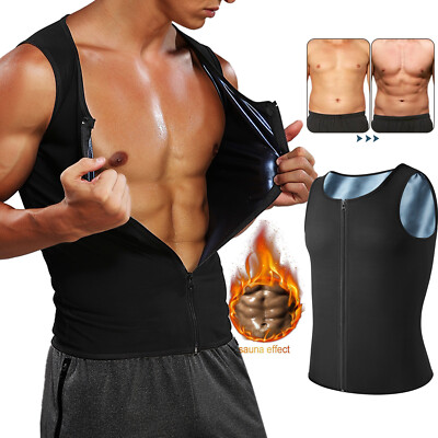 Men's Heat Trapping Sweat Sauna Vest Zipper Waist Cincher Crazy Sweating Polymer