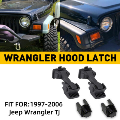 Hood Latch Set In Black For 97-06 Jeep Wrangler TJ & Unlimited - Foto 4