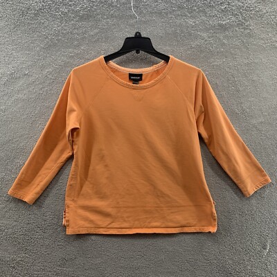 Avenue Comfort Fit Women s Orange Long Sleeve Crew Neck Top Blouse Shirt 14/16