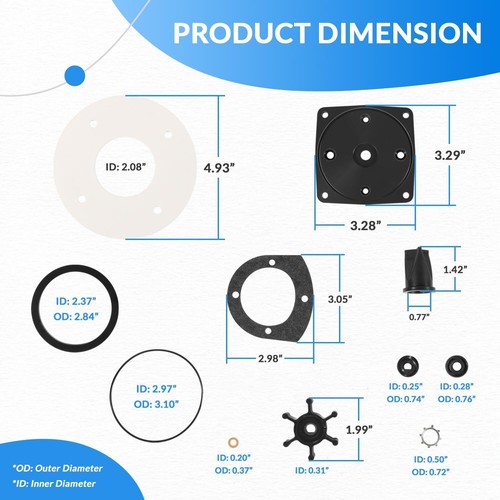 37040-0000 Kit Assistenza Guarnizioni Kit per WC Jabsco 37010 e PAR 37 Serie - Foto 7 di 9