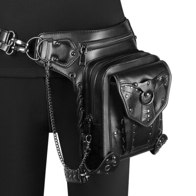 Lady's Leather Leg Drop Belt Bag Punk Rock Motorcycle Thigh Hip Waist Fanny  Pack