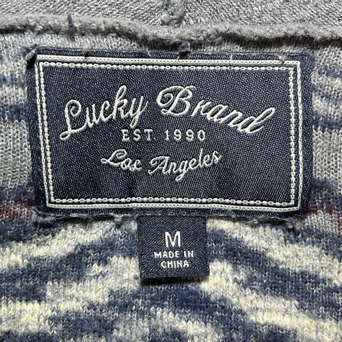 Lucky Brand Aztec Cardigan Sweater Womens Size Medium Gray Open Knit - Picture 3 of 10