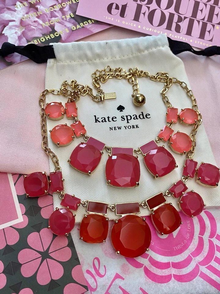Kate Spade New York 'Cause A Stir' Pink Red & Orange Statement Necklace Gold