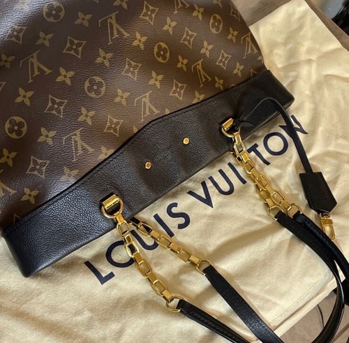 Authentic Louis Vuitton Noir Monogram Pallas Shopper Handbag - 第 1/14 張圖片