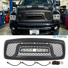 Front Bumper Upper Grille W Led Lights For Dodge Ram 1500 2002-2005 Matte Black Front Bumper Upper Grille W Led Lights For Dodge Ram 1500 2002-2005 Matte Black