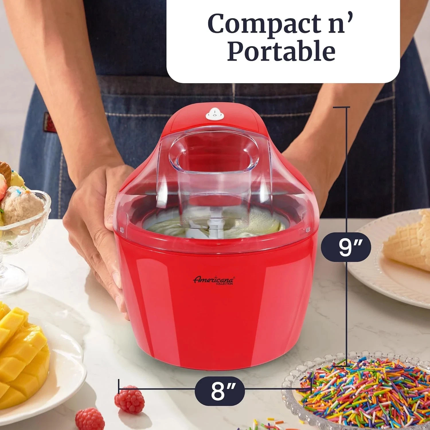 Americana Collection 1.5QT. Capacity Ice Cream Maker EIM-1400R Red
Opens in a new window or tab