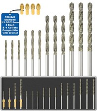 12PCS Diamond Drill Bits Set 1  3mm 120-Grit with Collets for Dremel Rotary Too