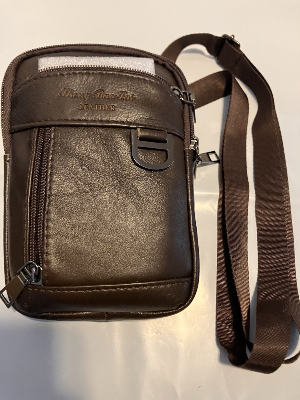 Dark Brown Leather Crossbody Purse Adjustable Straps NEW Multiple Compartments