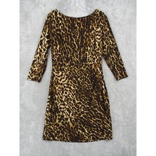 Ralph Lauren LRL Dress Womens Medium Leopard Animal Print Career Knit Statement