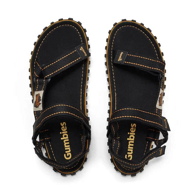 Gumbies Tracker Unisex Adults Textile Touch Fasten Casual Black Sandals