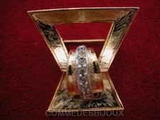 Broche Vintage SPHINX Boucle de Ceinture – Bijou Doré Cristal