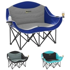 Outsunny Double Camping Chair for Adults, Padded Folding Camp Chair