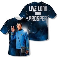Star Trek Spock Live Long and Prosper Two-Sided Sublimation Print T-Shirt UNWORN