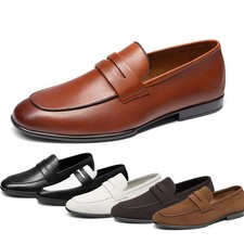 Men's Leather Dress Shoes Classic Penny Loafers Lightweight Slip-on Shoes