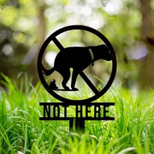 Not Here Dog Pooping Garden Stake, No Pooping Lawn Sign, No Pooping Dog Sign