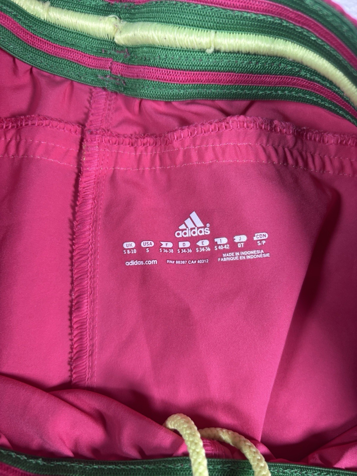 Women’s Adidas Pink and Yellow Running Lined Shorts Size Small Running Shorts