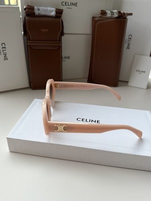 NEW CELINE TRIOMPHE pink taupe translucent Oval Sunglasses Case Box NIB CL40194U CELINE CL40194U 74B Triomphe Oval Sunglasses Pink Gold Grey  main image 2