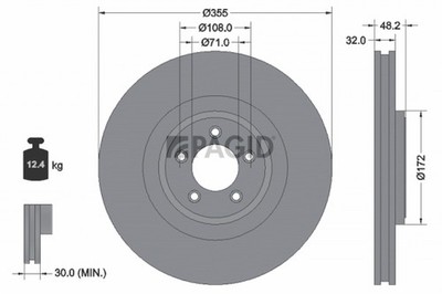 2x PAGID Bremsscheibe 54863NHC für JAGUAR XF 1 X250 TYPE X152 XJ X351 XK 2 X150