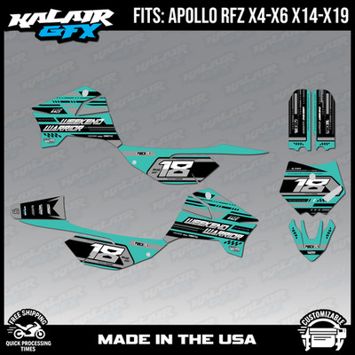 Graphics Kit for Apollo RFZ X4 X5 X6, X14 to X19 Warrior- Teal
