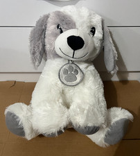 Cuddles Collection Card Factory White & Grey Puppy Dog Soft Toy Plush 12"