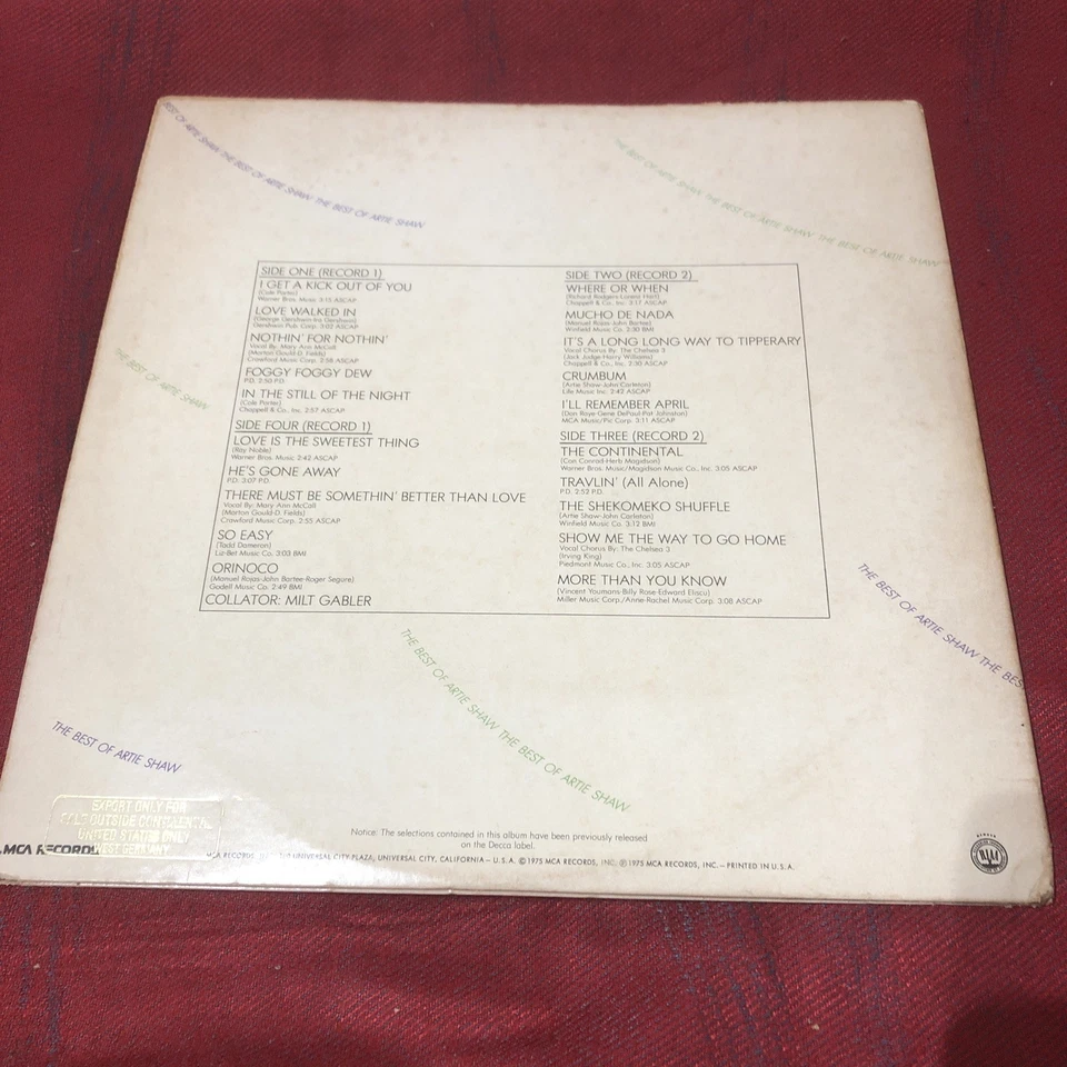 ARTIE SHAW The Best Of Artie Shaw (1975 Double LP) - Image 2 of 4