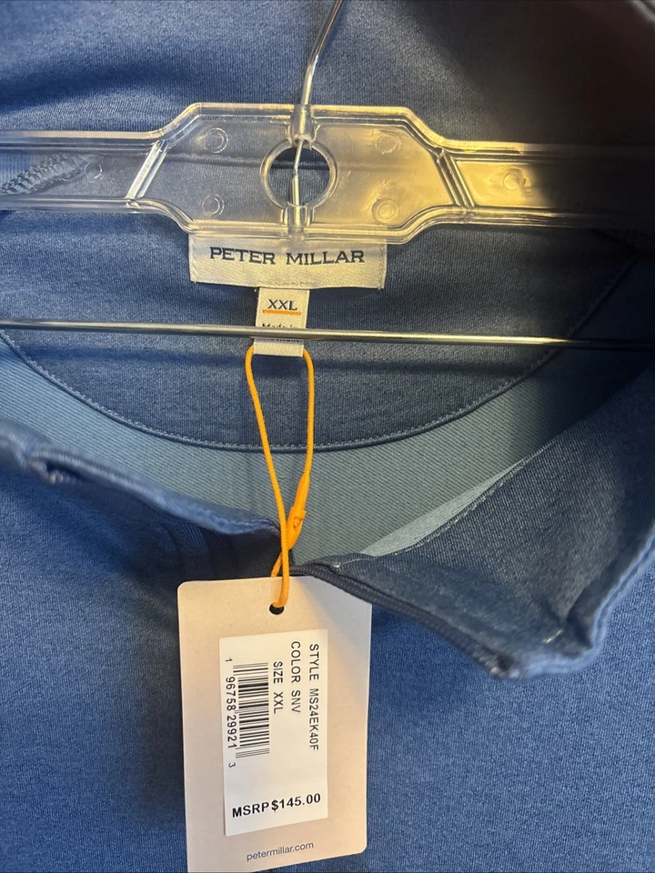 Peter Millar Crown Sport Navy Mens XXL Quarter Zip Performance Pullover Golf 2XL - Image 2 of 4