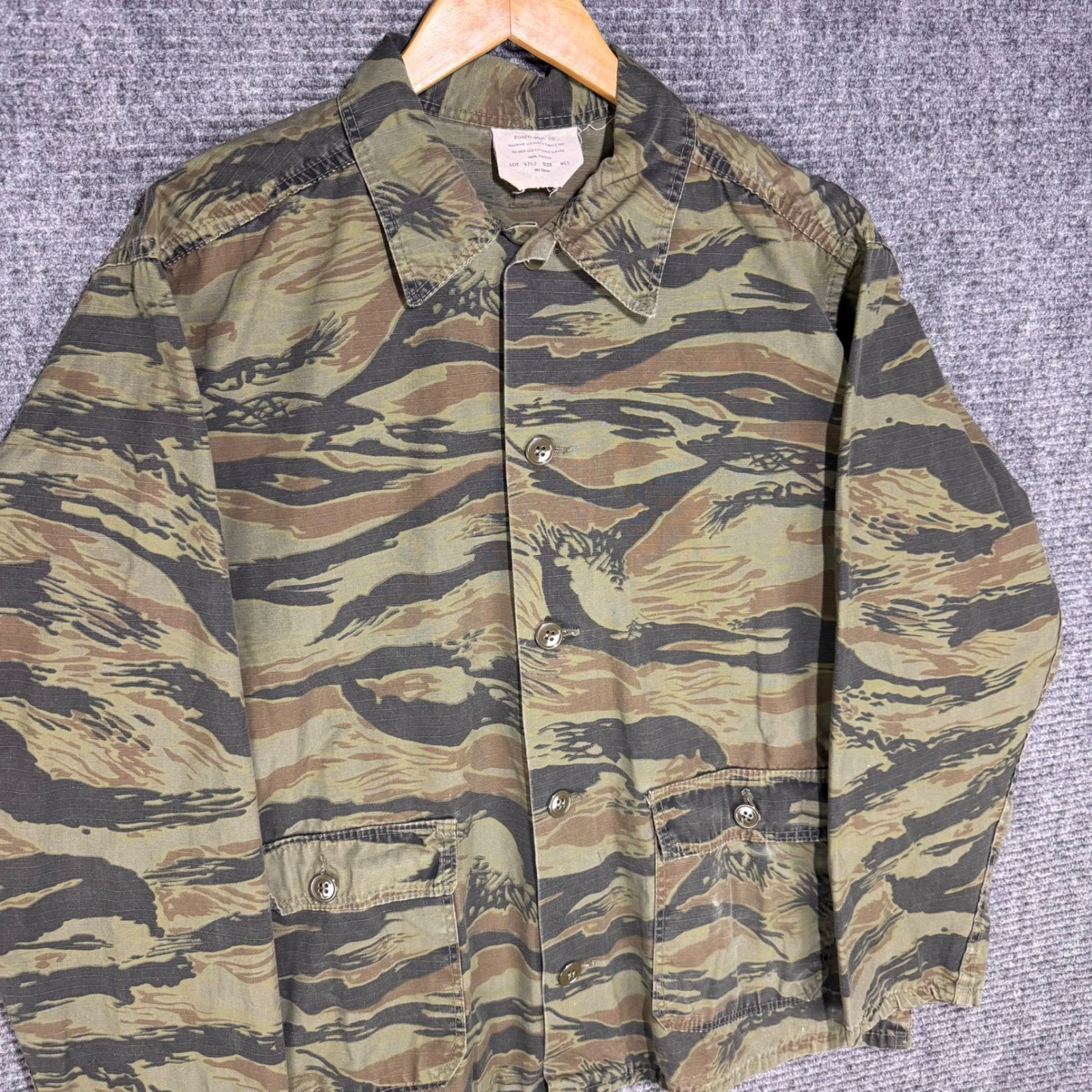 Vintage Robett Mfg Co Mens Tiger Stripe Camo Utility Shirt Jacket Med Cotton image 4