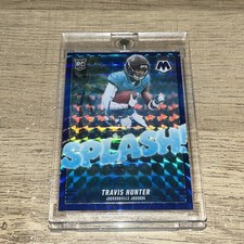 2025 Panini Mosaic - Splash Mosaic Travis Hunter #16 Blue Prizm /99 (RC)