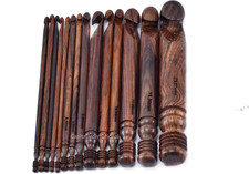 Rosewood Crochet Hooks Set of 15  3.5Mm to 25Mm Natural Hand Turned Ergonomic S