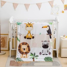 Cokouchyi Safari Animal Crib Bedding Set for Baby Boys Girls, 3-Piece Baby Cr...