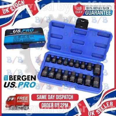 US PRO 17-TEILIGES STECKSCHLÜSSELSATZ INNENSECHSKANT E STAR DREHMOMENT TORX 1/2 ZOLL 3/8 ZOLL ANTRIEB E5 - E24
