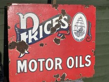ORIGINAL VINTAGE  Price's Motor oil Enamel Sign 25X21 , car garage , gas station