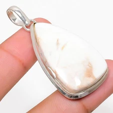 Scolecite Gemstone Handmade 925 Sterling Silver Jewelry Pendant 2.09"