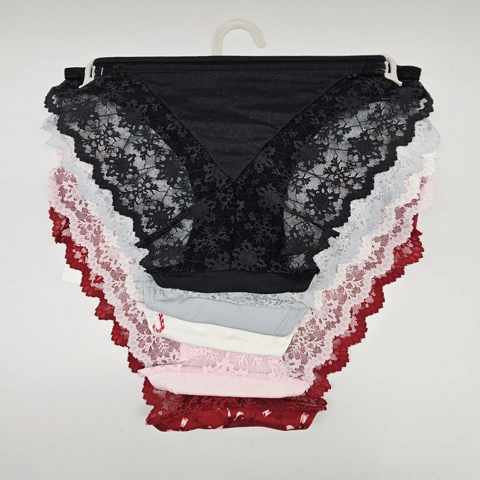 Paquete de 5 bragas de bikini de encaje para mujer JESSICA SIMPSON S M L XL negro blanco rojo rosa Foto 3 de 4