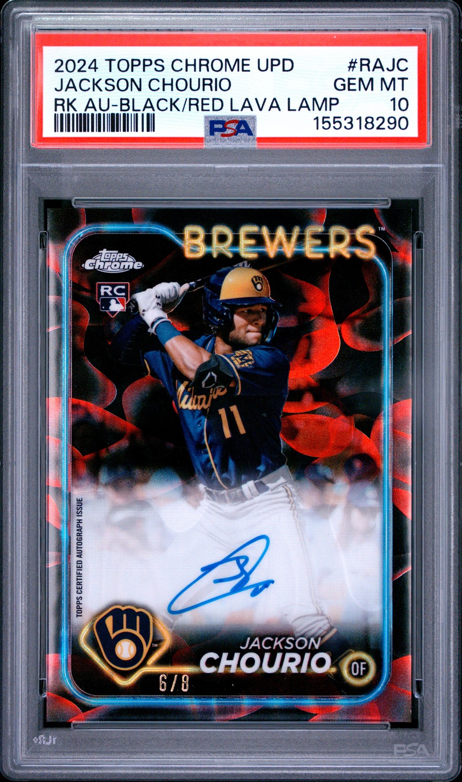 2024 TOPPS CHROME UPDATE CHROME ROOKIE AUTOS #RAJC JACKSON CHOURIO 6/8 PSA 10