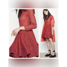Maje Rayano Tomette eyelet dress fit & flare embroidered cotton size small