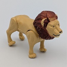 Lion Action Figure Toy Plastic Animal Figurine Brown Mane Movable Head Legs 3 in