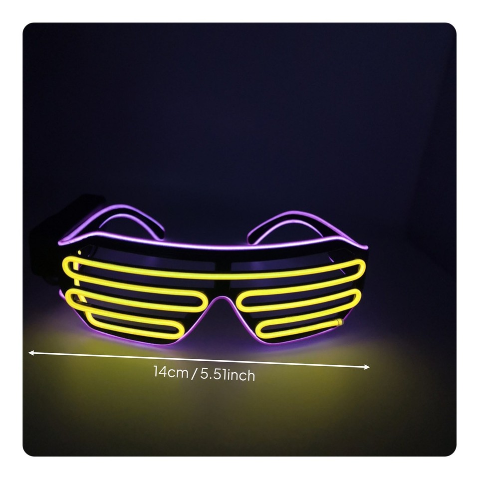 Wire Color Code Pu LED Shutter Glasses Two-Tone Color EL Wire Glasses Flashing Modes for ...
