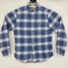 Tommy Bahama Shirt Mens Small Canyon Beach Flannel Blue Plaid Button Up