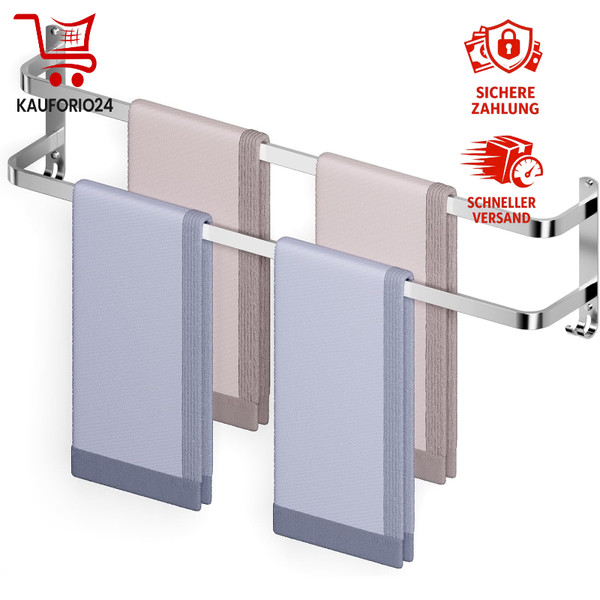 Handtuchhalter 80Cm Silber Ohne Bohren Doppelt Badezimmer KüChe ZubehöR-image