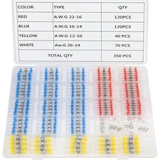 SolderStick 350PCS Solder Seal Wire Connectors   Heat Shrink Butt Connectors,...