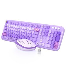 MOFII Keyboard and Mouse Wireless, 104 Round Keys Lovely Full-Size Cute Color...