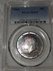 1964 PCGS MS64 Rainbow Toned Silver Kennedy Half