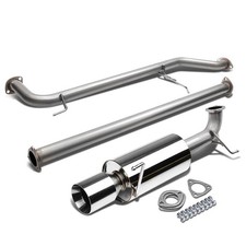 4 inches Double Walled Rolled Muffler Tip Cat-Back Exhaust System Compatible